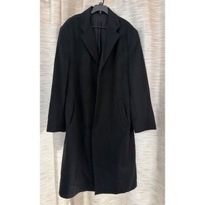 Nautica Mens Black Wool Cashmere Blend Overcoat Long Trench Coat‎ 46L